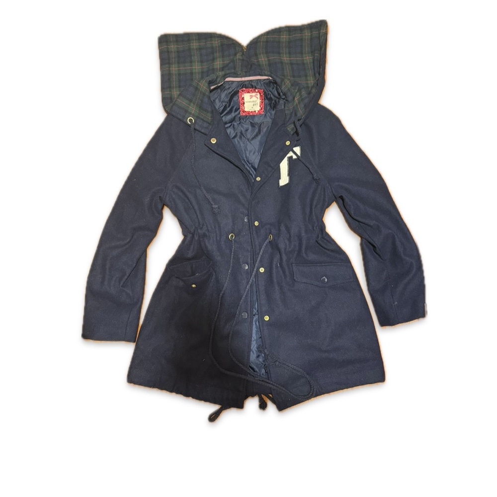 Tommy Girl Navy Utility Jacket Zip Away Hood Size M